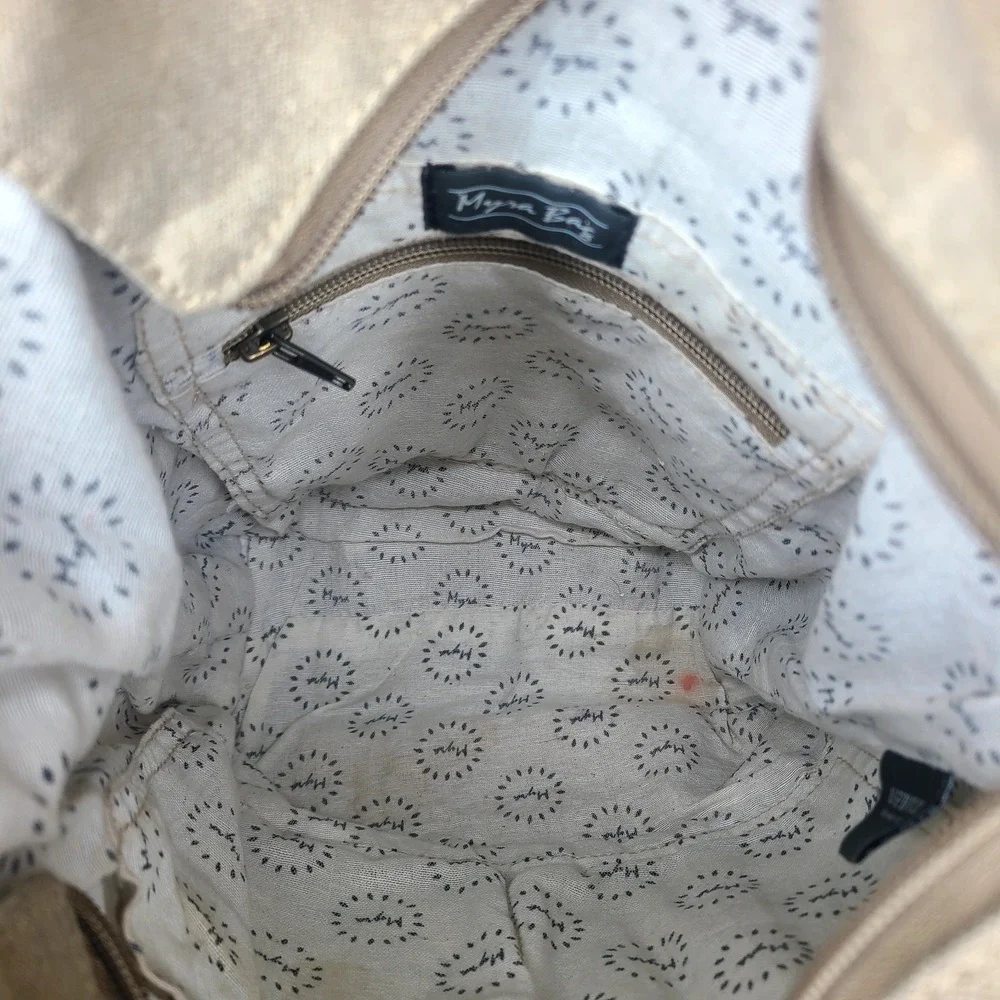 Myra Bag Light Tan‎ Gray Cowhide & Leather Purse Crossbody Western Upcycled